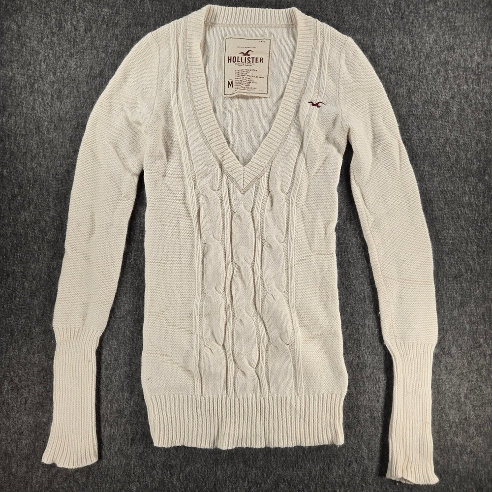Vintage Y2K Hollister Cable Knit Henley Sweater‎ Rabbit Hair Blend Bella Swan M
